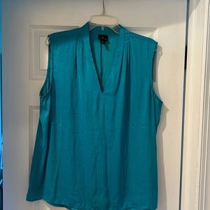 Worthington teal/aqua sleeveless silky blouse XL